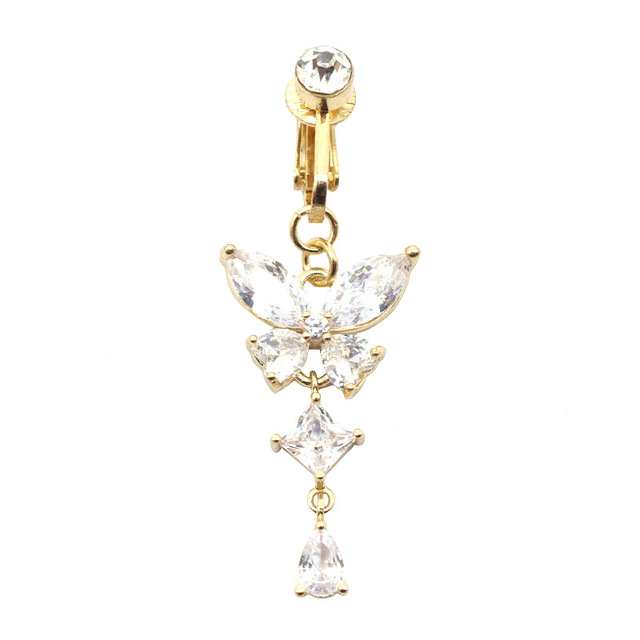 Fake Belly Butterfly Fake Belly Piercing Butterfly Clip On Umbilical Navel Fake Pircing Butterfly Cartilage Earring Clip