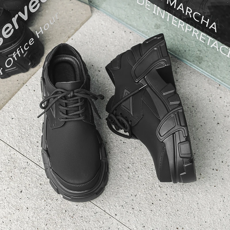 Men Platform Leather Shoes Formal Dress Shoes for Male Plus Size Party Wedding Office Work Slip on Business Casual Oxfords