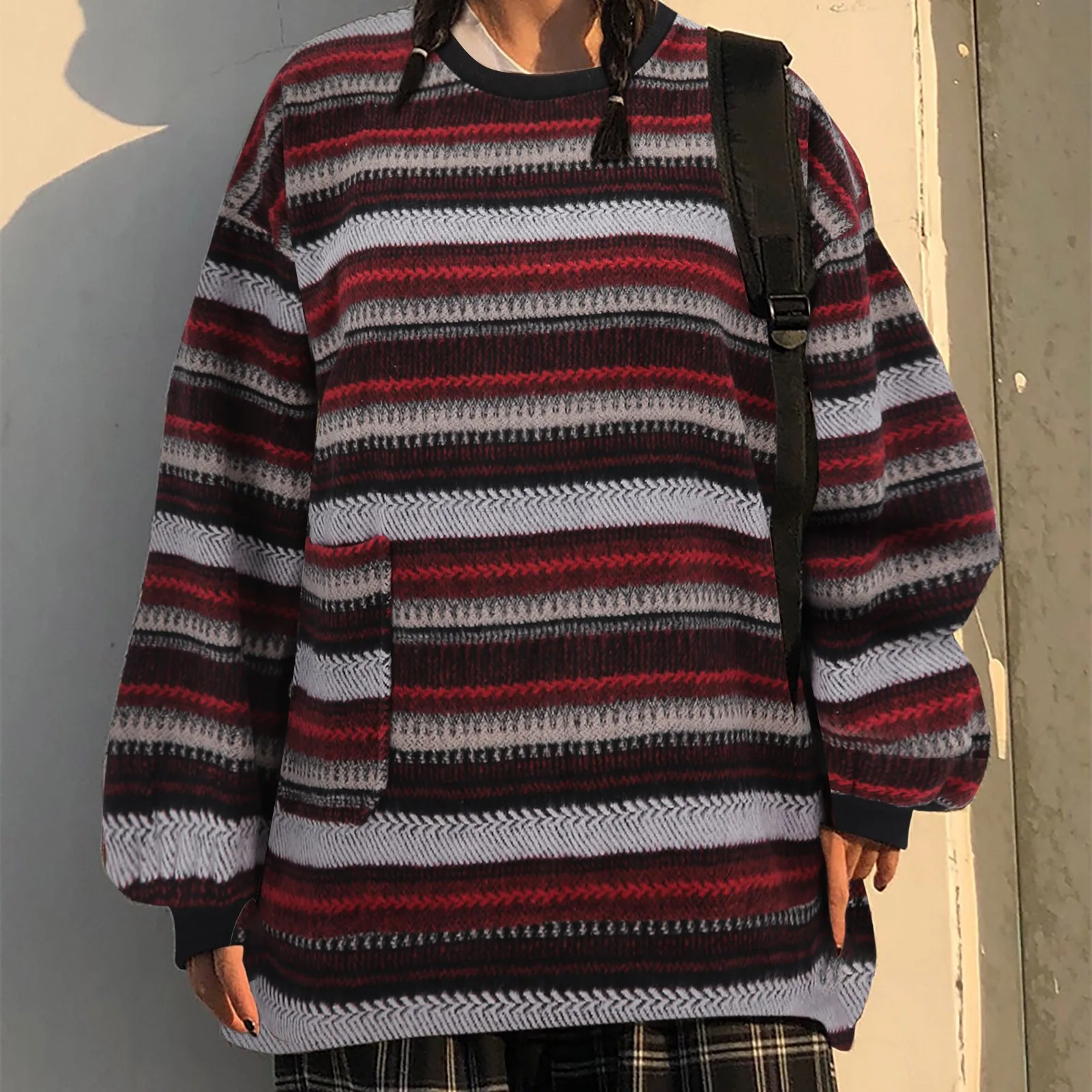 

Women Vintage Striped Sweaters Autumn Winter Casual Oversize Long Sleeve Knitted Sweater Unisex Couples Hip Hop Pullovers Tops