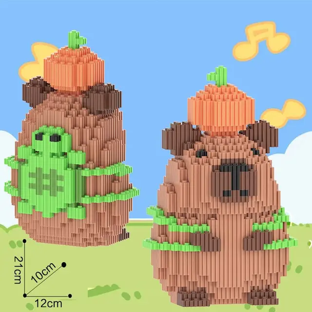 Big Capybara Toy for Kids Giant Strawberry Capybara Construction Set Anime Unique Decoration for Home for Aged 8+ 4