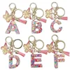 26 Letter Keychain Pink Glitter Resin Butterfly Tassel Decoration Car Key DIY Keychain Pendant Keychain Kawaii Lanyard  Love 1