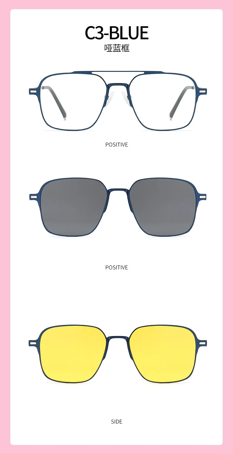 LONSY 3 In 1 Custom Magnet Myopia Sunglasses Polarized Clip On Sun Glasses Frame Men Women Vintage Optical Prescription_voghion.com
