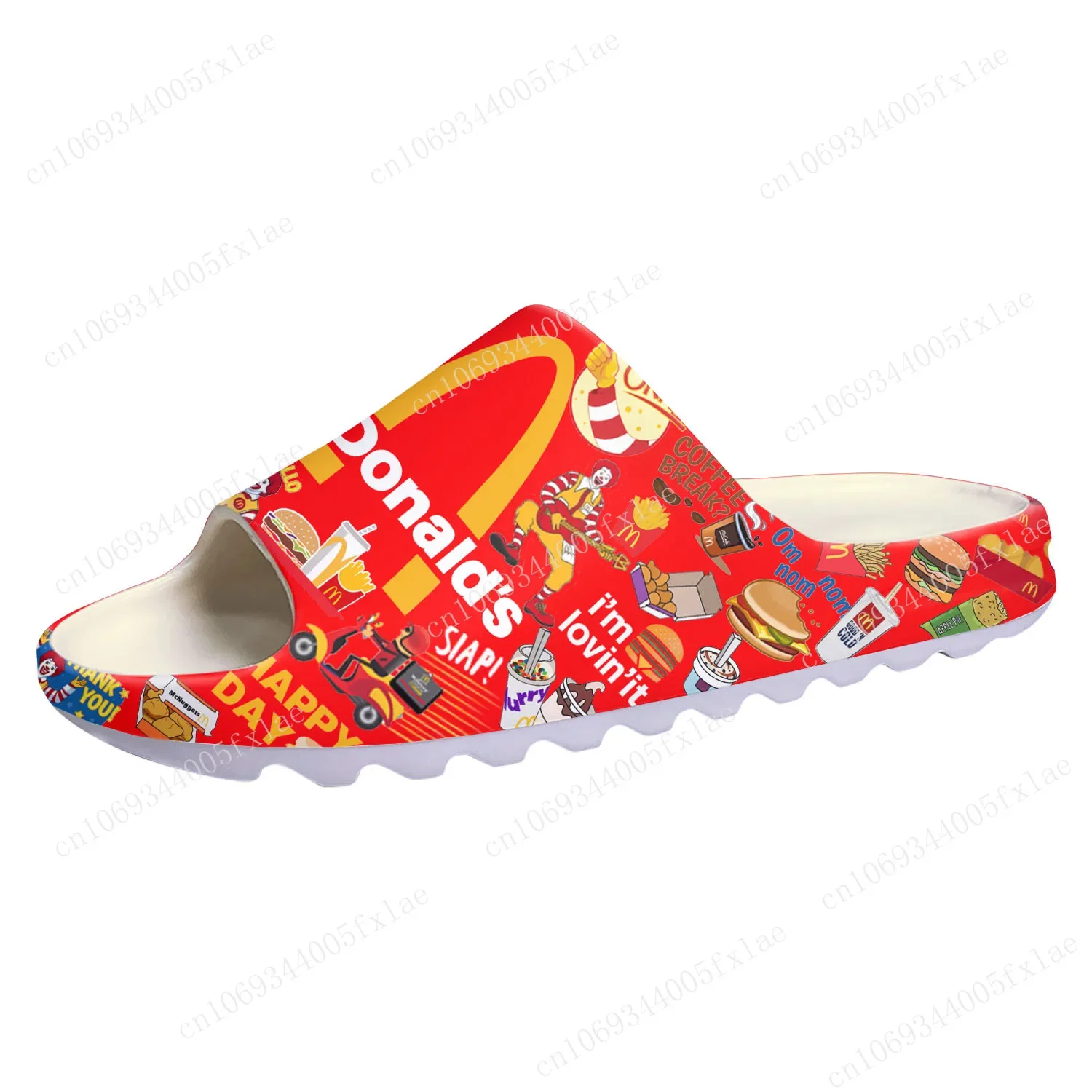 

Mc-Donalds Printing Soft Sole Sllipers Home Clogs Step on Water Shoes Mens Womens Teenager Bathroom Customize on Shit Sandals