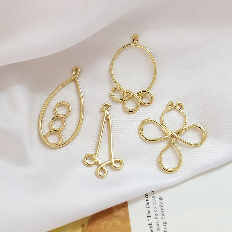 

10pcs Handmade Waterdrop Pendant Base Hollow Flower Gold Color Pendants Diy Necklace Earrings Jewelry Making Findings Supplies