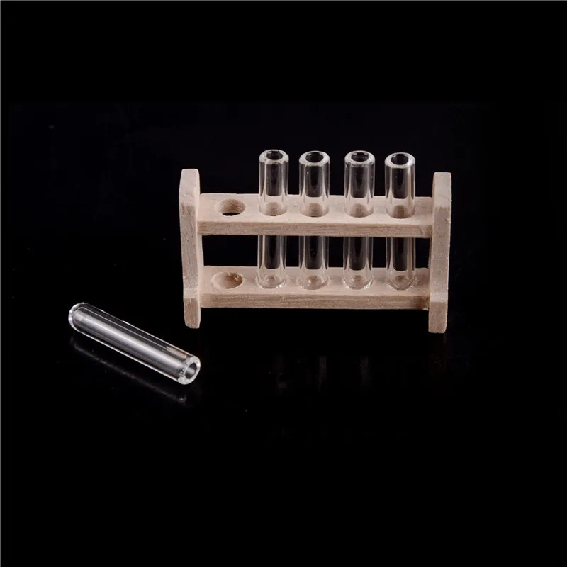 Hot Sale 5pcs/set Laboratory Glass Test Tubes with Wooden Rack Set 1:12 Dollhouse Miniature Accessory Decoration Ornament 3