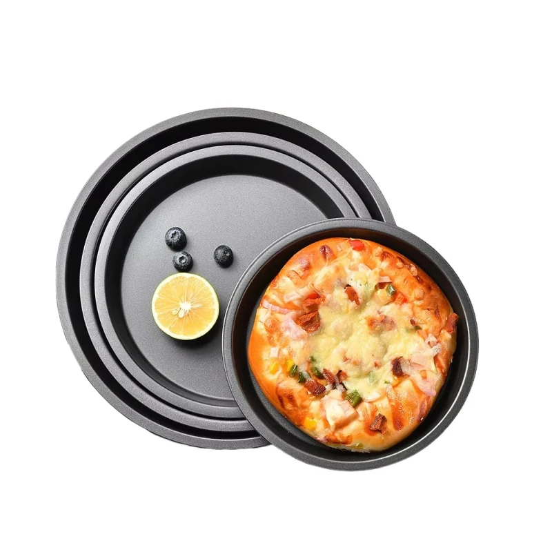 Premium Carbon Steel Pizza Baking Tray - Non-Stick Shallow Roasting Pan for Delicious Homemade Pizzas