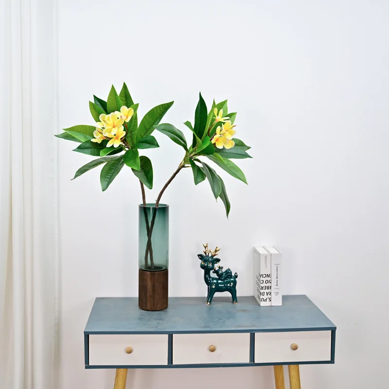 Artificial Frangipani Flower with Long Stems Lifelike Real Touch