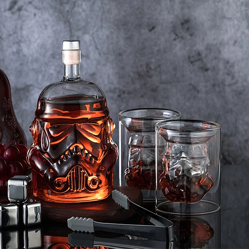 Whiskey Bottle Wine Glass Set Stormtrooper Helmet Wine Bottle