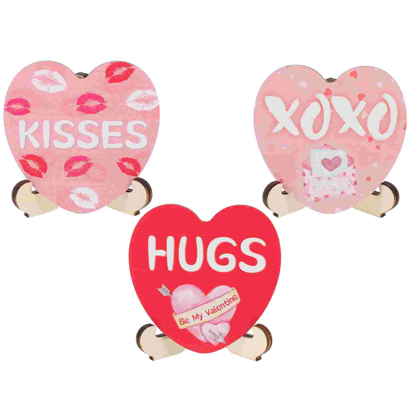 

Valentine's Day Ornament Wedding Table Decoration Valentines Centerpieces for Tables Tray Small Wooden Hearts Sign