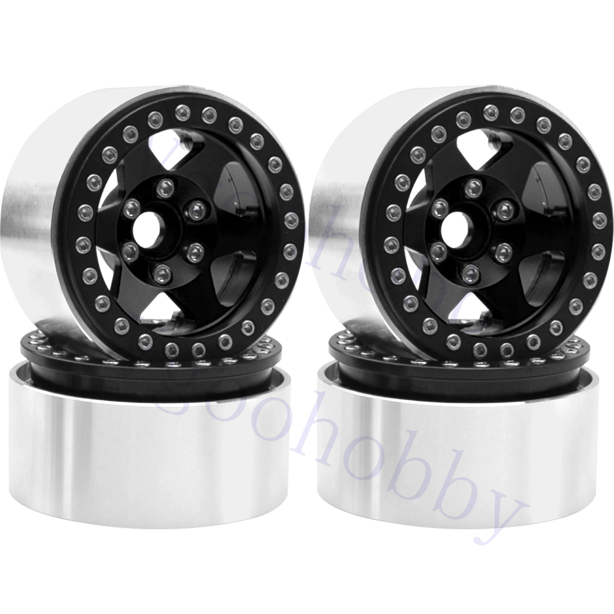 

4Pack Aluminum Alloy 1.9" Beadlock Wheel Rims for Traxxas TRX4 Axial SCX10 SCX10-II 90046 D90 D110 Tamiya CC01 1/10 Crawler Car