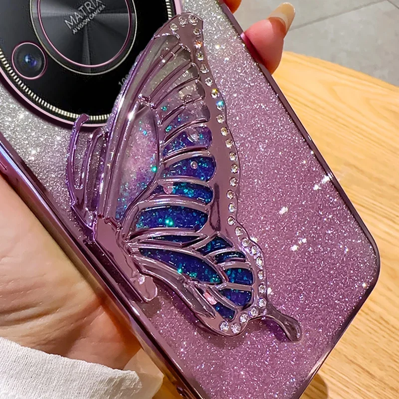 Enhance your device with the Elegant Butterfly Glitter Pink Phone Case