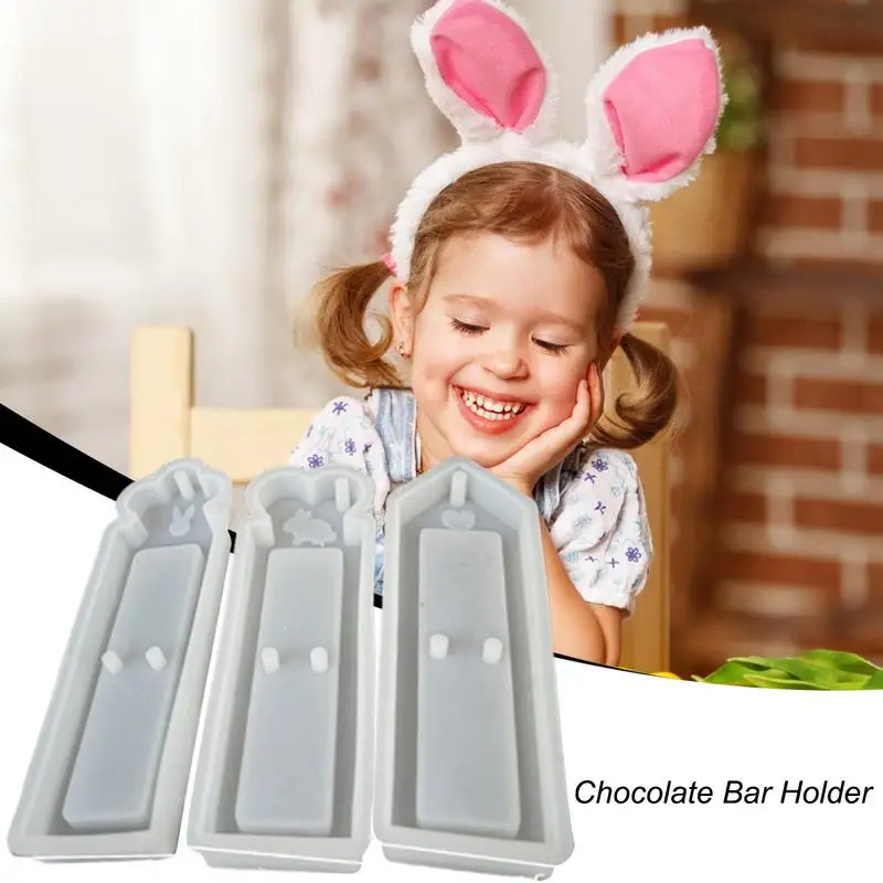 Chocolate Stand Mold 3pcs Silicone Home Parties Decorations Resin Mould Festival Candle Making Mold Easter Bunny Molds Reusable