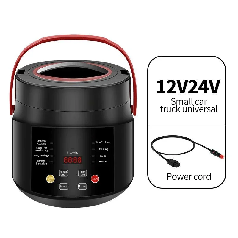 Electric Mini Rice Cooker MultiCooker Portable Car Rice Cooker 12V 24V Cooking Machine For Car and Truck English Menu