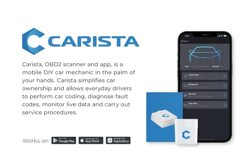 Carista OBD2 Bluetooth Adapter and App: Diagnose, Customize 