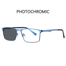 RBENN Stylish Metal Frame Blue Light Blocking Reading Glasses (Blue Photochromic)