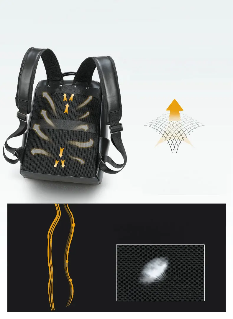Unisex Black Leather Laptop Backpack Purse Bag