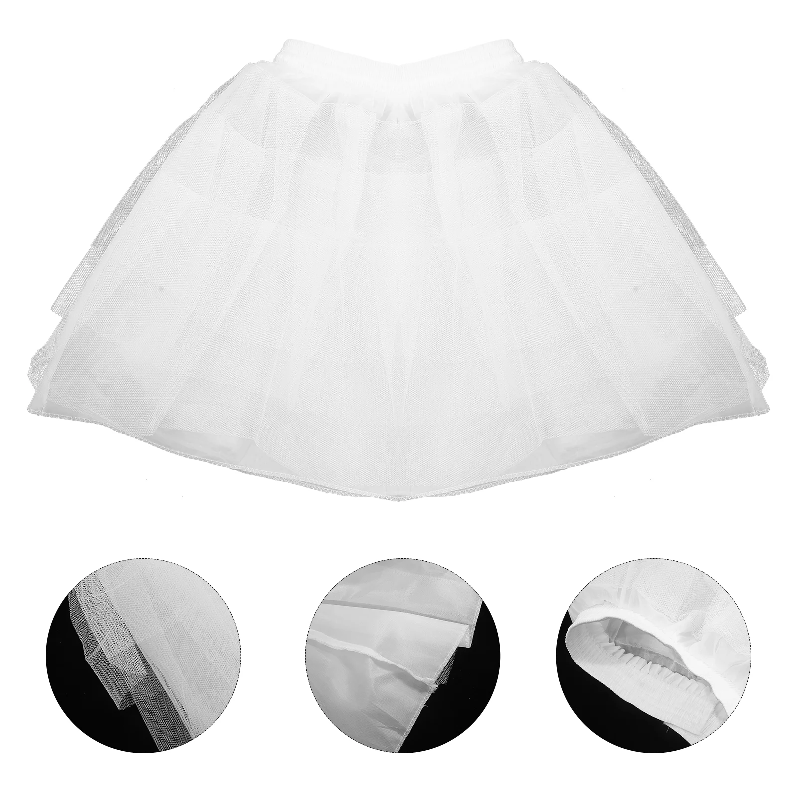 45cm Tutu Skirt Crinoline Bone Short Skirt Brace Pannier Four-layer Gauze Performance Dress for Woman Girl LAdy (White)