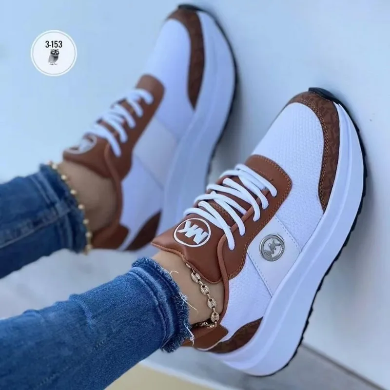 Women Wedges Sneakers Lace-Up Breathable Sports Shoes Casual Platform Female Footwear Ladies Vulcanized Shoes Zapatillas