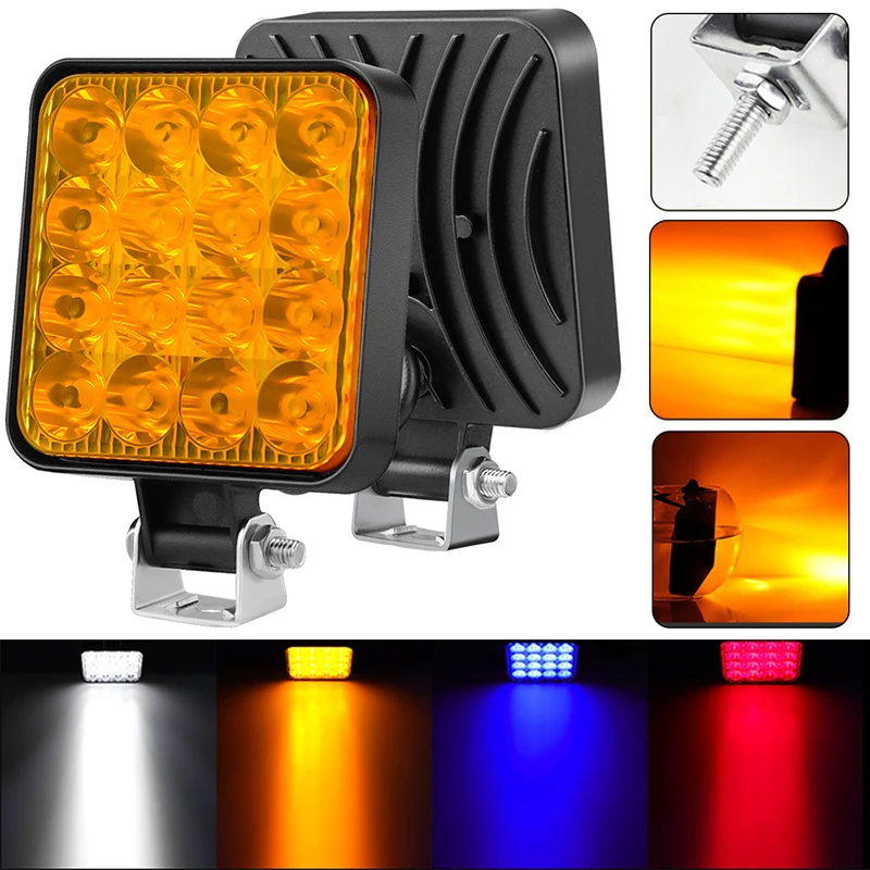 방진 12V 16 LED 헤드 라이트 작업 조명 오프로드 스포트라이트, 1200LM 48w ABS + LED IP65 방수 고강도 자동차 LED 조명