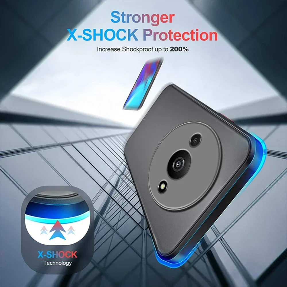 Shockproof Armor Matte Case with Soft TPU Bumper and Clear Hard Cover
