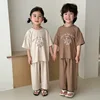 2025 Summer Kids Sleepwears Set Boys Cute Starfish Letter Home Suit Cotton Soft Children Girls Thin Pajamas Loungewears 1