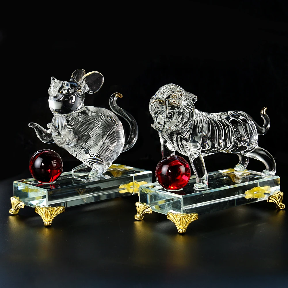 NATAL DESIGN - mice　GOCCODO × NATAL DESIGN&quot; Cartoon Twelve Zodiac Signs Mouse Tiger Crystal Glass