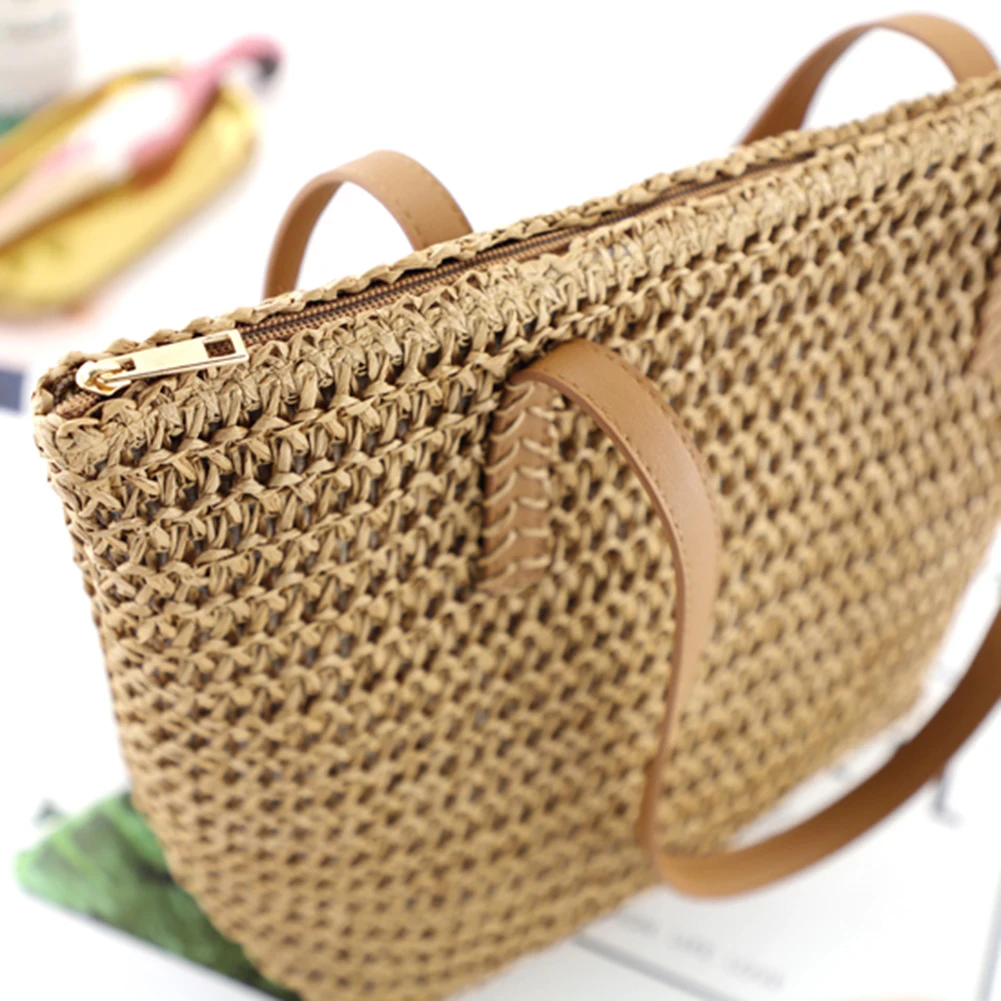 High Capacity Large Summer Beach Straw Bags 2022 Simple Luxury Fashion Travel Ladies Shoulder Handbags Top Handle Totes