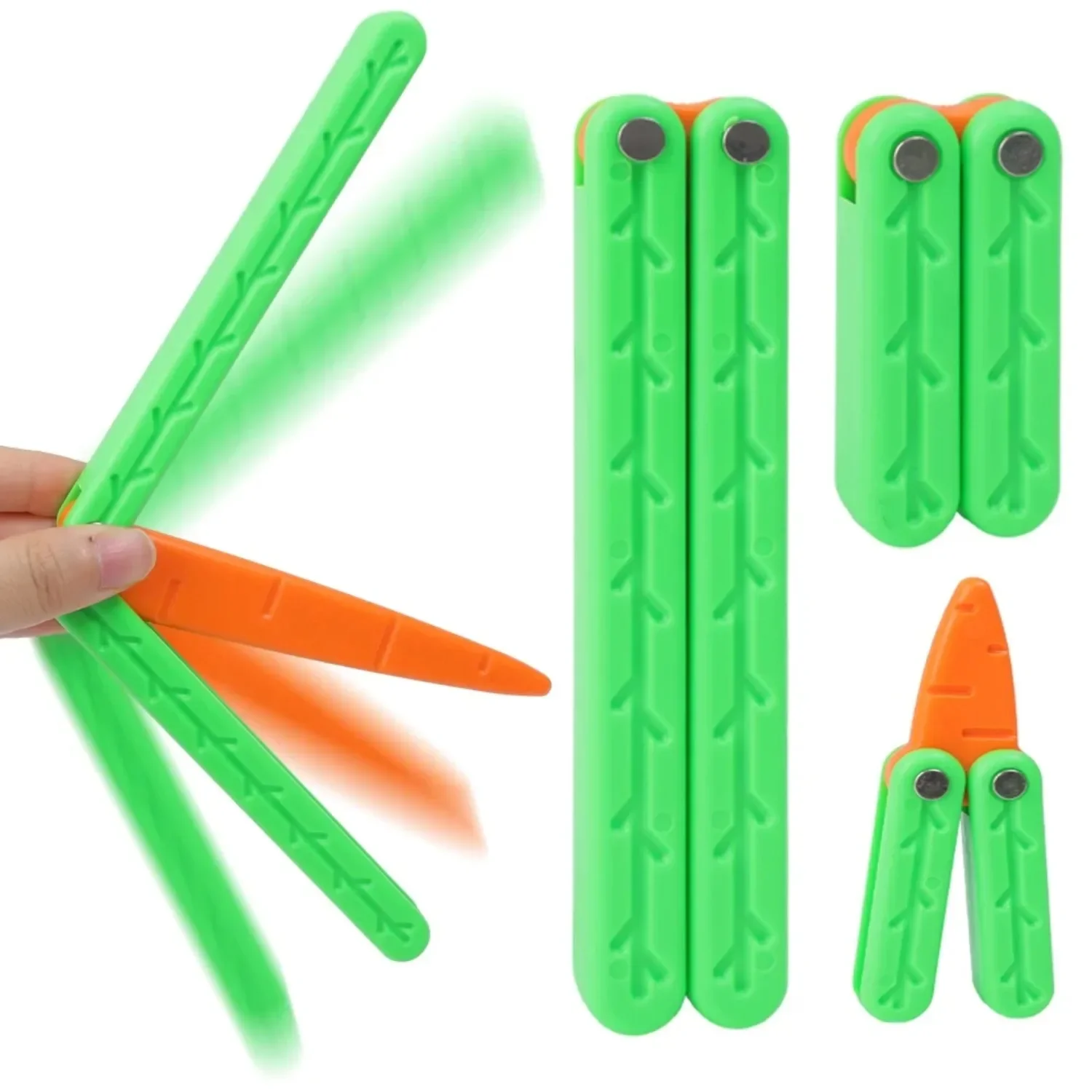 3D Printed Toy Carrot Knife Toy Simulation Carrot Butterfly Knife Gravity 3D Printed Plastic Folding Knife