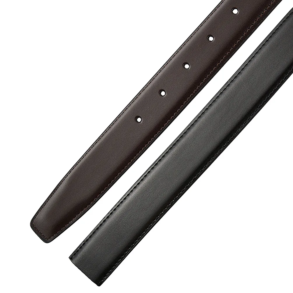 High Quality 2.8cm Width Mens Genuine Cow Leather Belts No Buckle Hole Belt For Men Male Waist Belts Strap Black