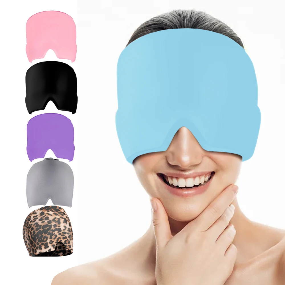 NEW Headache and Migraine Relief Hat Gel Ice Eye Mask or Cap Hot Cold Therapy Sinus & Stress Relief Head Wrap Ice Pack Massager
