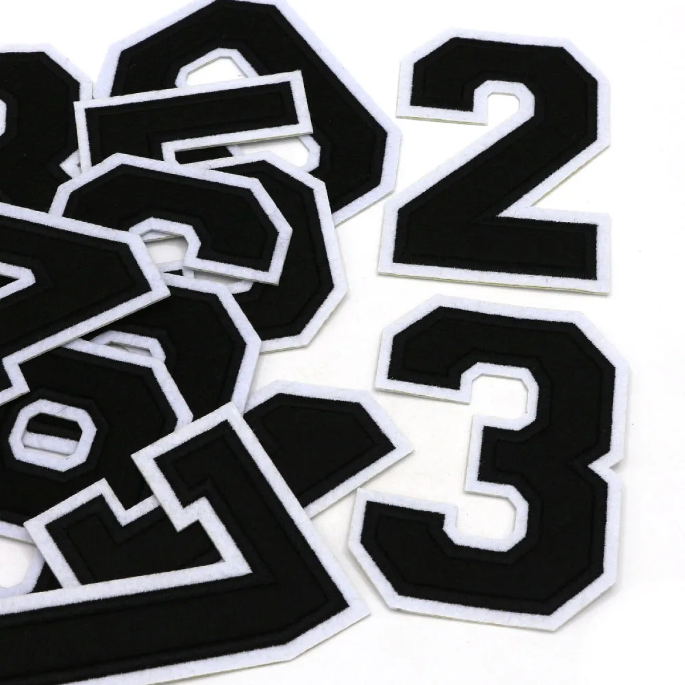 Large Black Embroidered Number Patch 114mm - Iron-On Applique for Clothing, Accessories, and Crafts
