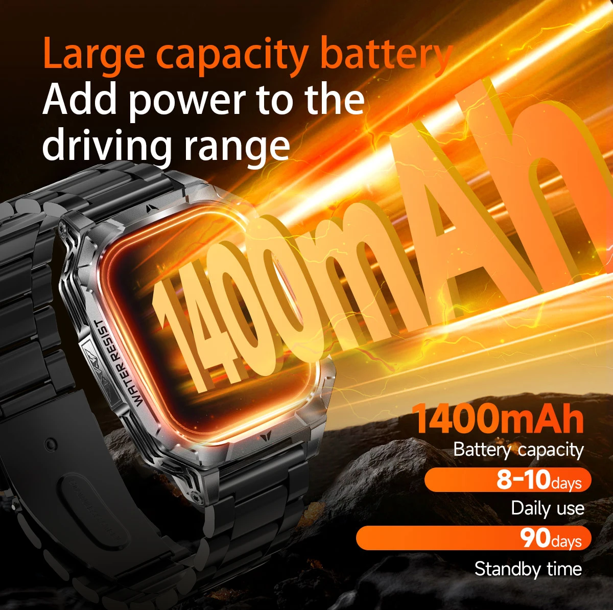 2026 New Exercise 1400mAh Battery Smart Watch Tracking 10ATM Waterproof Sports Tracker Outdoor Military blood oxygen detection 3