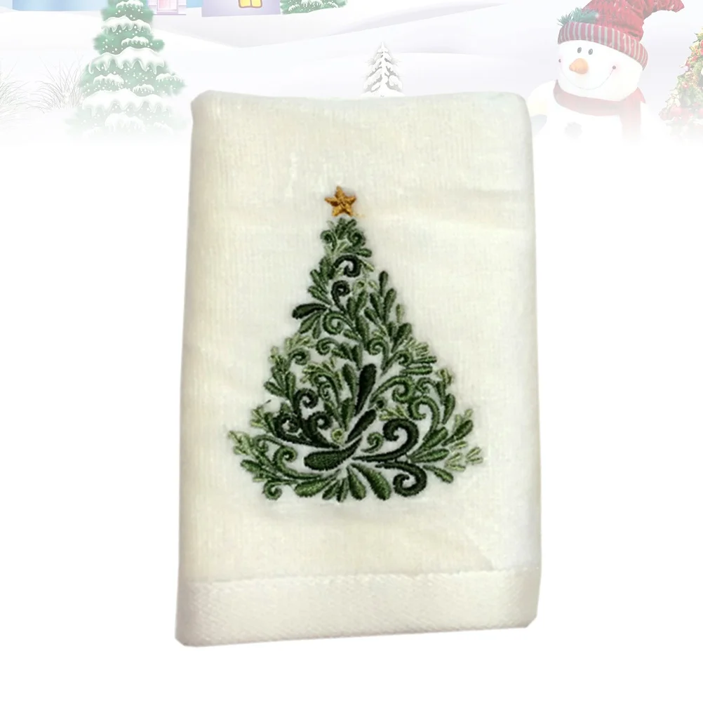 

Christmas Tree Kitchen Towel Embroidered Guest Hand Towels Cleaning Towel Water Absorption Washcloth for Bathroom Xmas Party