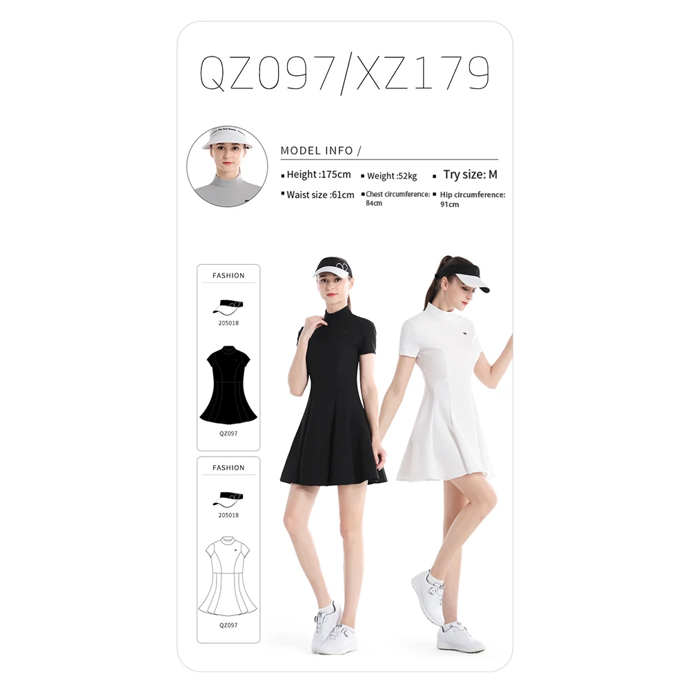 PGM Tennis Golf Dress with Legging Women's Tennis Training Running Fitness Badminton Short Sleeved Slim Waist Thin A-line Dress