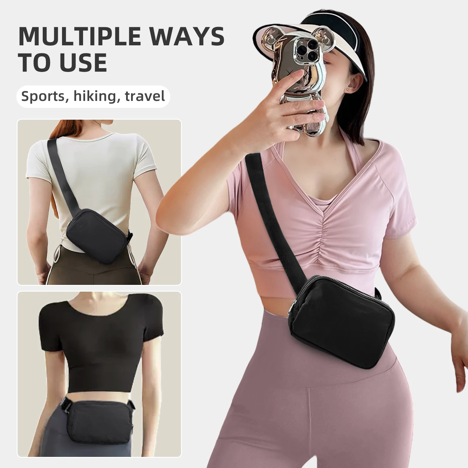 Belt Bag Fanny Pack Chest Bag Crossbody Bag 40 Inch Adjustable Strap, Belt Bag for Women Men, Waterproof Waist Bag for Running