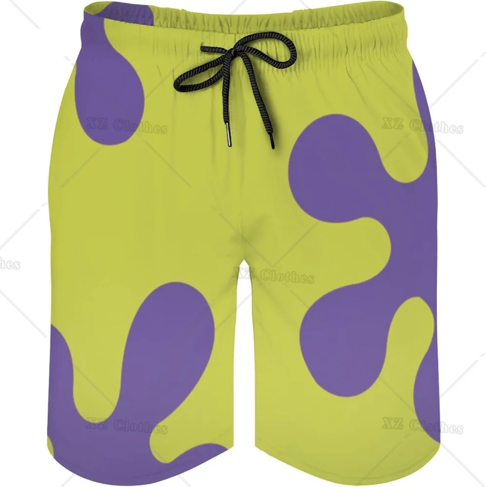 

Purple and Green Summer Beach Shorts Cool Boardshorts with Pockets Quick Dry Surfing Swim Trunks with Mesh Lining