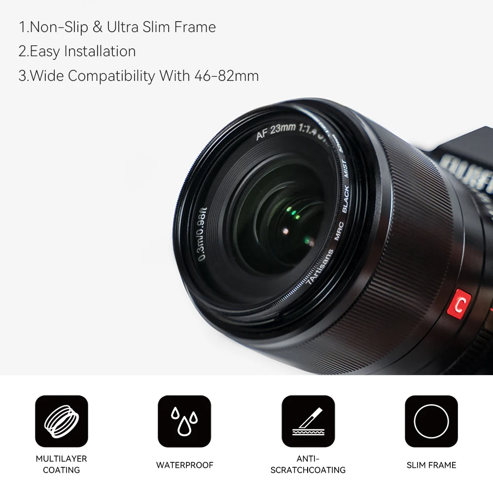 7artisans Black Mist Diffusion 1/2 1/4 1/8 Lens Filter 46mm-82mm Mist Dreamy Cinematic Effect for Vlog/Portrait Photography 5