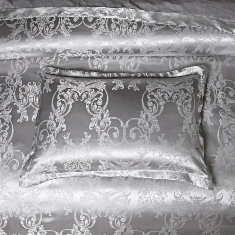Silver printing bedding set Luxury duvet cover set European royal Style Comforter cover set for home decor with pillowcase