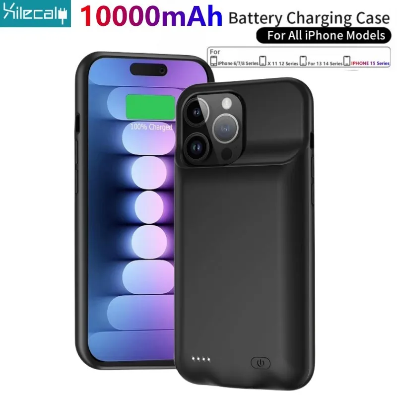 Чехол с аккумулятором 10000 мАч для iPhone 15 Pro Max 13 14 Pro 12, внешний мини-аккумулятор, чехол с зарядным устройством для iPhone XS Max XR 7 8 Plus SE2 3