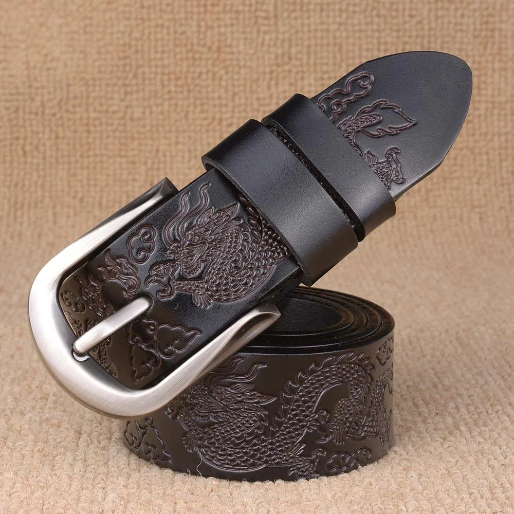 

Hot leisure Designer High quality Buckle Men's Belts, Cinto Vintage Style Dragon Belt,Mens Luxury Real Leather Belts For Men