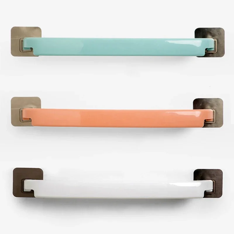 Adhesive Towel Rack Bathroom Towel Bar Shelf Wall Mounted Towels Hanger Toilet Suction Cup Holder Kitchen Bathroom Organizer