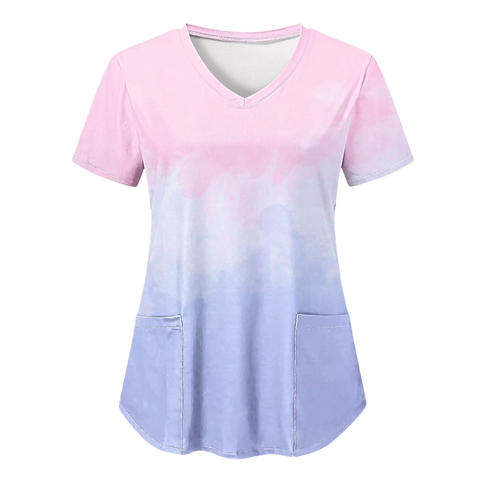 

Healthcare Nurse Tunic Women Pocket Scrub Gradient Short Sleeve Blouse Beauty Salon Overalls Medical Dental VET Carer Uniforms