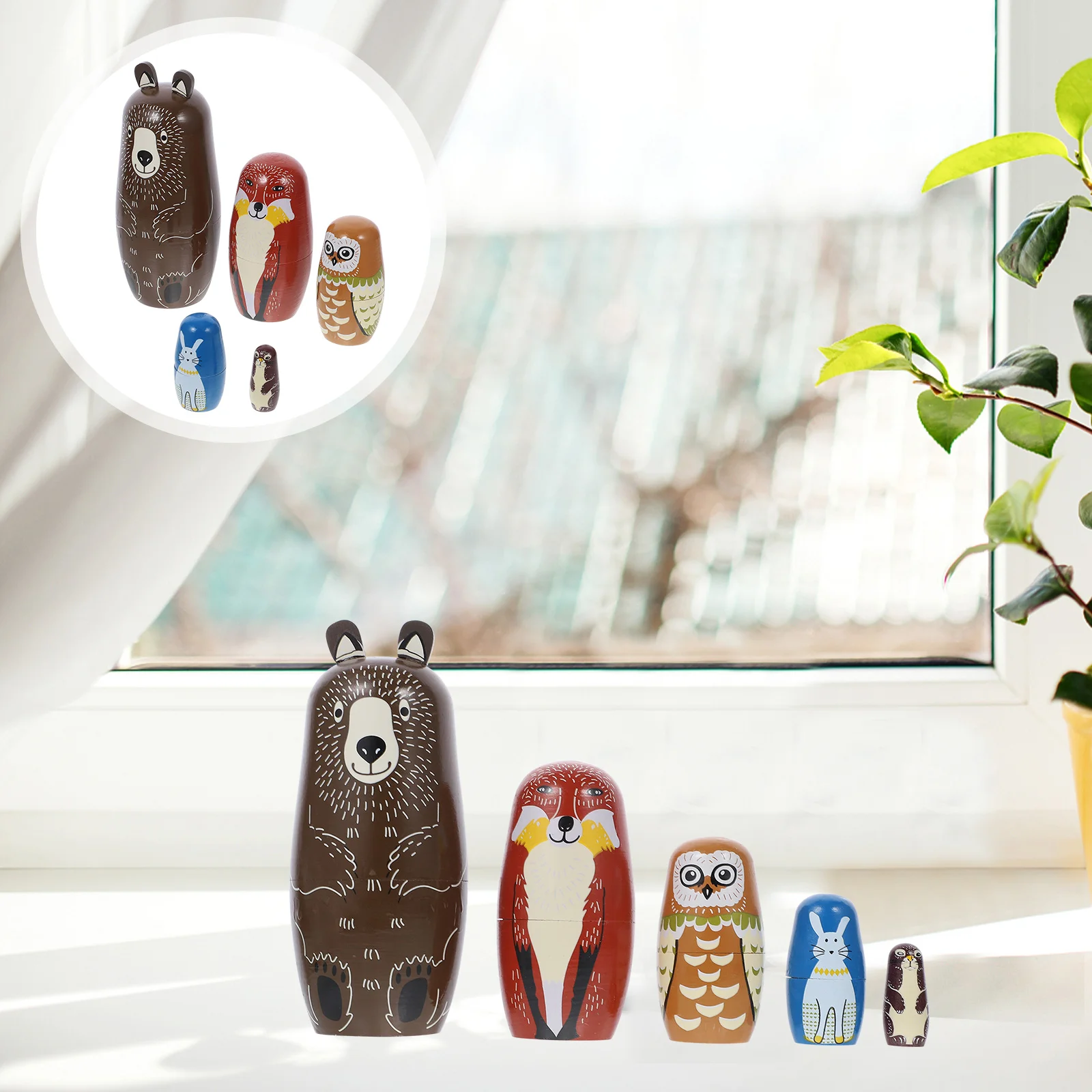 

5 Dolls Russian Nesting Dolls Babushka Wood Stacking Christmas Gift