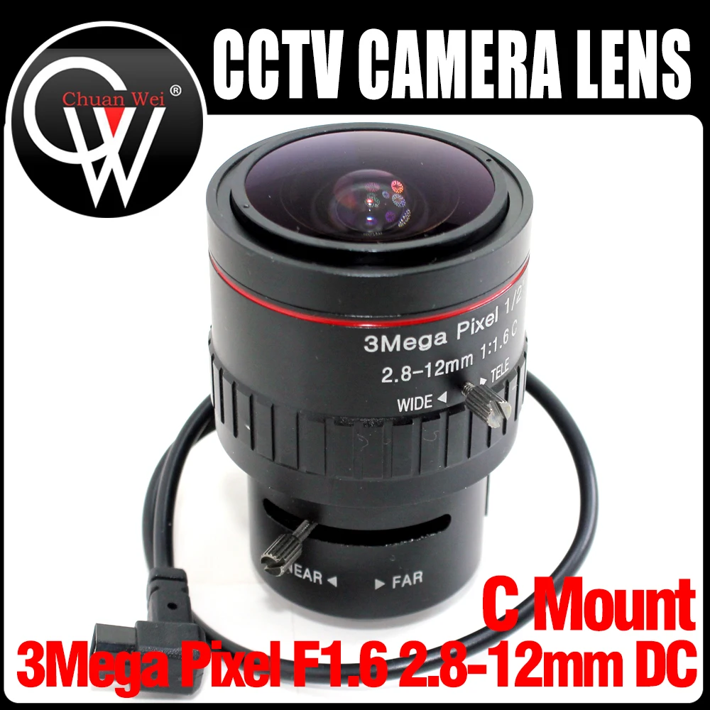 

3Mega Pixel 2.8-12mm lens Industrial Lens C Mount Auto DC iris Aperture FA Lens IR 1/2" F1.6 for 3MP 5MP Security CCTV IP Camera