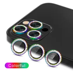 Premium 9D Rear Diamond Lens Protector with Tempered Glass and Ring Cover Case Film for iPhone 17 (Colorful)