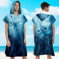 2024 adult men hooded bath towel microfiber Quick drying beach bathrobe Cape surf poncho for outdoor sandbeach from China 1
