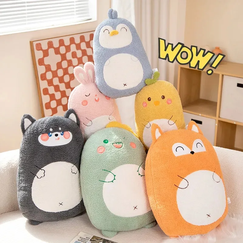 Cute Chubby Dinosaur Husky Chick Fox PlushThrow Pillow Soft Stuffed Animals Fatty Bunny Plushies Toys Doll Cushion Home Decor