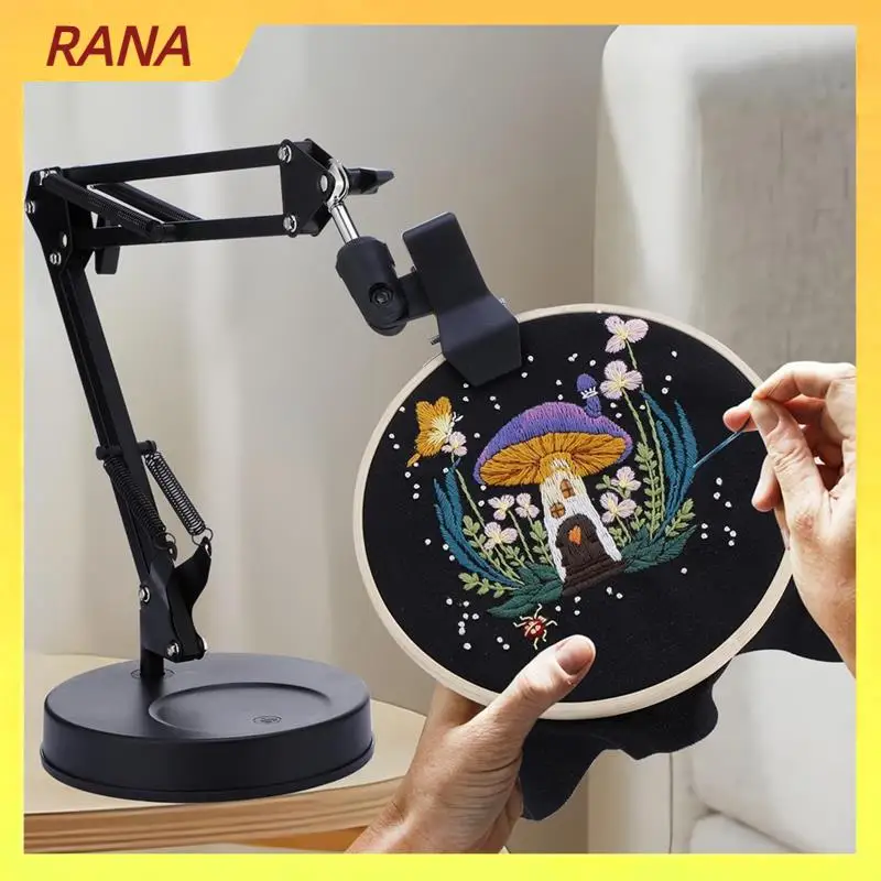 RANA Embroidery Hoop Stand, Adjustable Embroidery Hoop Stand, Foldable Metal 360 Degree Rotation
