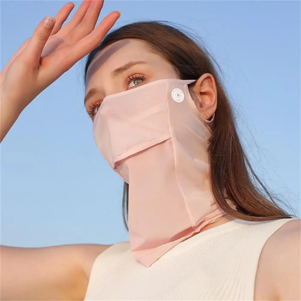 Outdoor Sunscreen Ice Silk Mask Men Women Neckline Mask Breathable Uv Sun  Protective Face Mask for Golf Fishing Riding