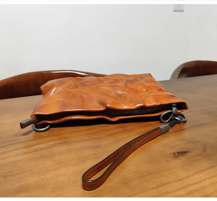PNDME einfache Vintage handgemachte Kuh Leder Männer Clutch Tasche Outdoor täglich Luxus echtes Leder multifunktionale Telefon Umhängetasche – Detail 18